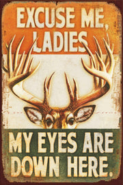 MY EYES DOWN HERE Vintage Retro Rustic Garage Plaques Man Cave Metal Sign