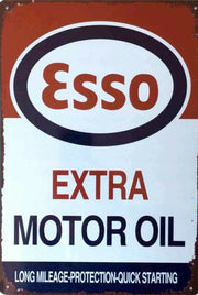 Esso Extra motor oil long mileage tin metal sign man cave new garage