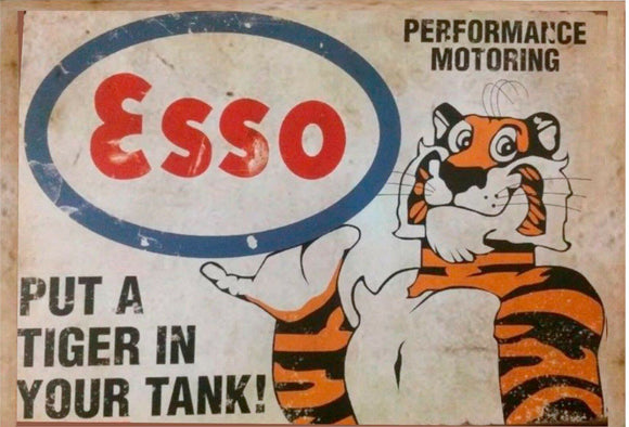 Esso tin metal sign put a tiger in your tank man cave new