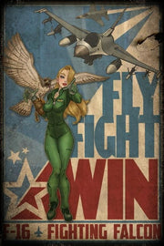 F-16 FIGHTING FALCON PINUP  Retro/ Vintage Tin Metal Sign Man Cave, Wall Home Decor, Shed-Garage, and Bar