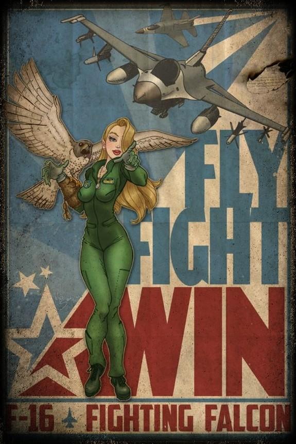 F-16 FIGHTING FALCON PINUP  Retro/ Vintage Tin Metal Sign Man Cave, Wall Home Decor, Shed-Garage, and Bar