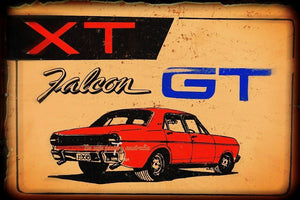 XT FALCON GT Rustic Look Vintage Tin Metal Sign Man Cave, Shed-Garage and Bar