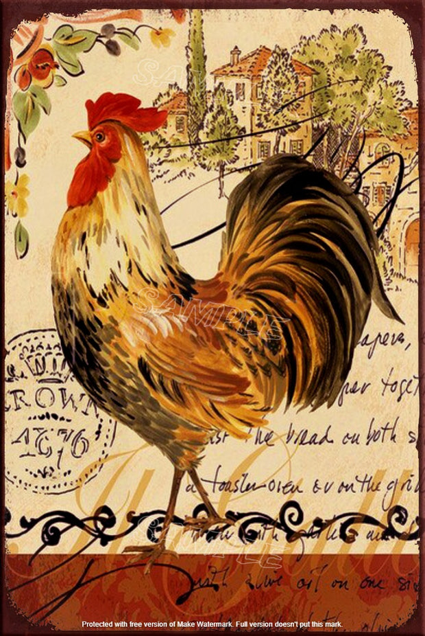 FARMHOUSE ROOSTER Retro/ Vintage Tin Metal Sign Man Cave, Wall Home Décor, Shed-Garage, and Bar