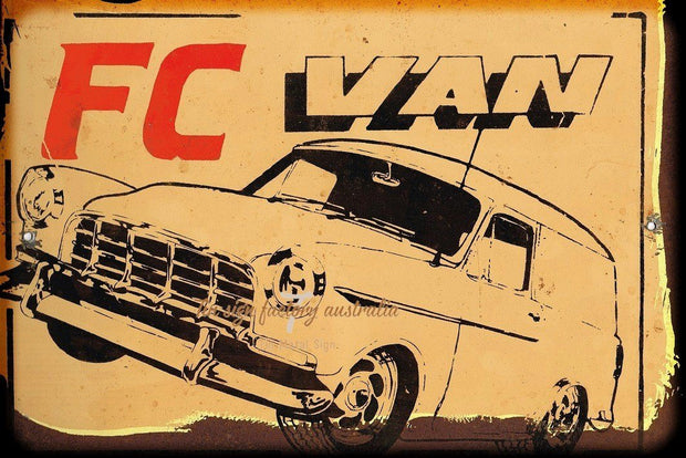 FC VAN Rustic Look Vintage Tin Metal Sign Man Cave, Shed-Garage and Bar