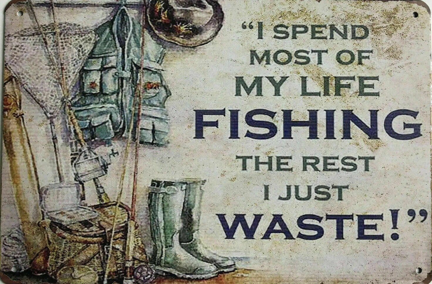 FISHING Garage Rustic Look Vintage Tin Signs Man Cave Shed and Bar SIGN - Tin Sign Factory Australia