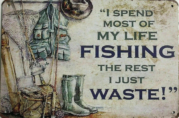 FISHING Garage Rustic Look Vintage Tin Signs Man Cave Shed and Bar SIGN