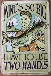 FISHING Retro Vintage Metal Tin Sign Rustic Look .. MAN CAVE.. AU