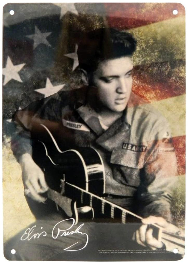 ELVIS PRESLEY AMERICAN FLAG ARMY Metal Tin Signs