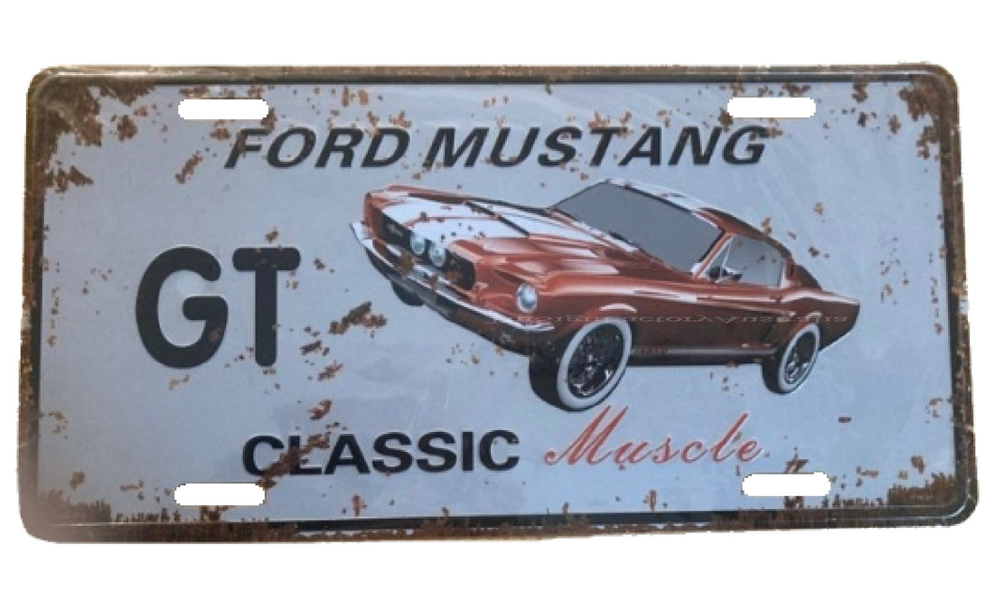 RED FORD MUSTANG GT Vintage Retro Wall Décor Pub Car Ford Holden Automobile Sign