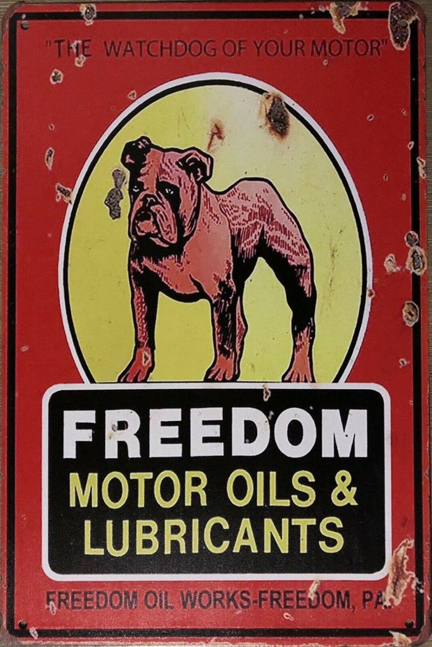 FREEDOM MOTOR Oil Garage Rustic Vintage Metal Tin Signs Man Cave, Shed and Bar