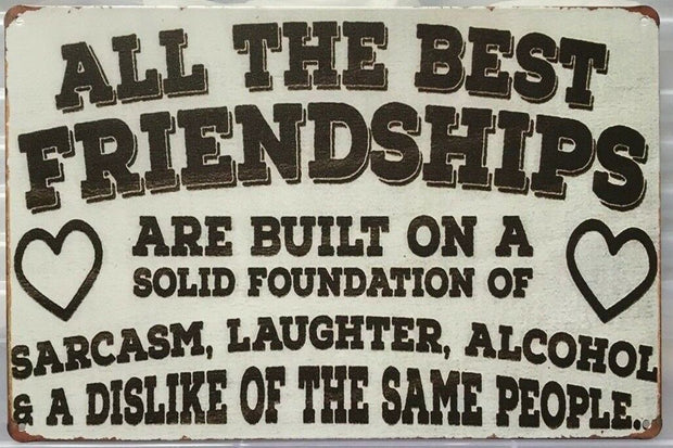FRIENDS Rustic Look Vintage Tin Metal Sign Man Cave, Shed-Garage and Bar Sign