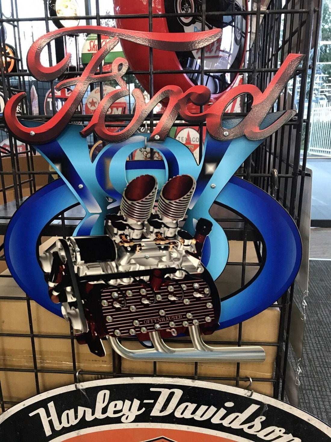 Ford Genuine Parts Double Sided Oval Hanging Sign. V8 Cleveland Windsor GT - Tin Sign Factory Australia