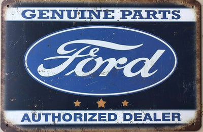 Ford Genuine Parts Garage Rustic Vintage Metal Tin Sign Man Cave, Shed and Bar