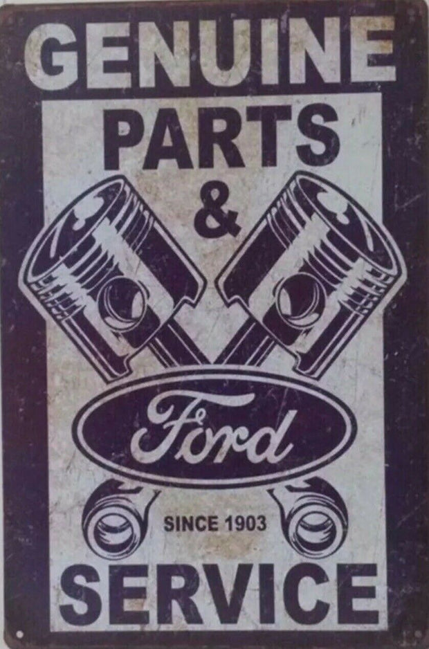 Ford Genuine Parts Garage Rustic Vintage Metal Tin Sign Man Cave, Shed and Bar