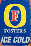 Fosters Lager ice cold beer bar brand new tin metal sign MAN CAVE
