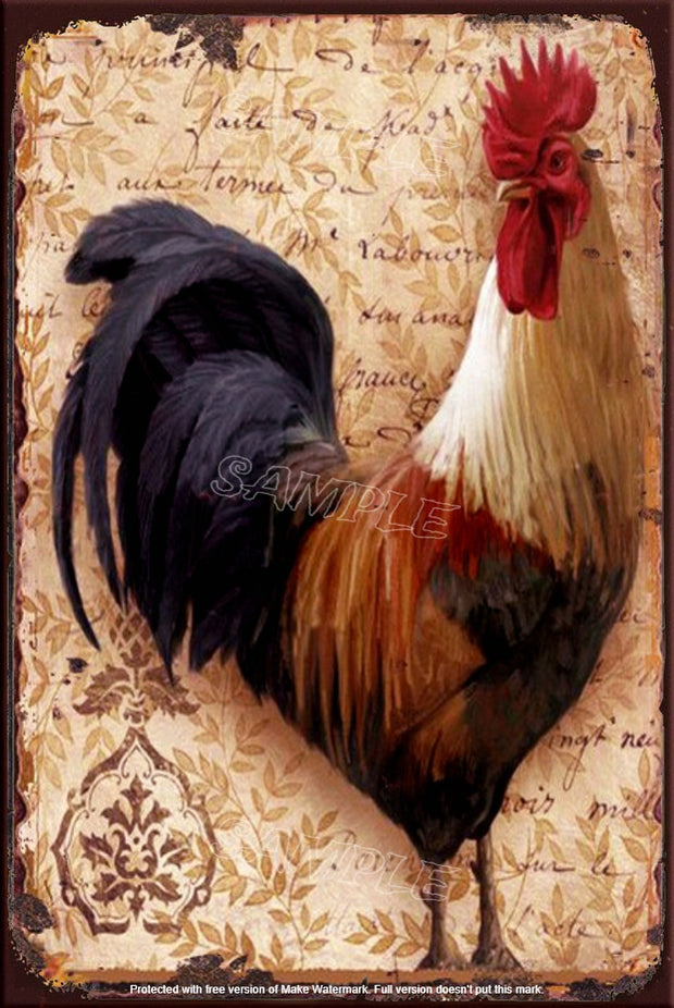 FRENCH ROOSTER Retro/ Vintage Tin Metal Sign Man Cave, Wall Home Décor, Shed-Garage, and Bar