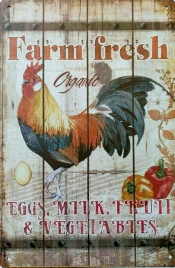 Fresh Farm Organic Food tin metal sign MAN CAVE brand new