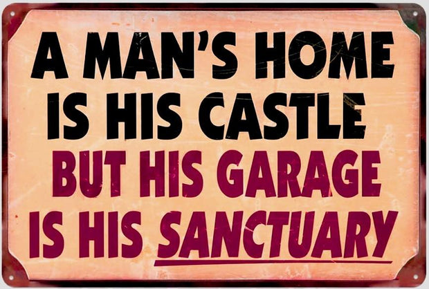 HIS GARAGE, HIS SANCTUARY Retro/ Vintage Tin Metal Sign Man Cave, Wall Home Decor, Shed-Garage, and Bar