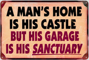 HIS GARAGE, HIS SANCTUARY Retro/ Vintage Tin Metal Sign Man Cave, Wall Home Decor, Shed-Garage, and Bar
