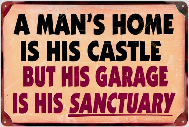 HIS GARAGE, HIS SANCTUARY Retro/ Vintage Tin Metal Sign Man Cave, Wall Home Decor, Shed-Garage, and Bar