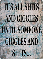 GIGGLES SOMEONE GIGGLES Retro/ Vintage Tin Metal Sign Man Cave, Wall Home Decor, Shed-Garage, and Bar