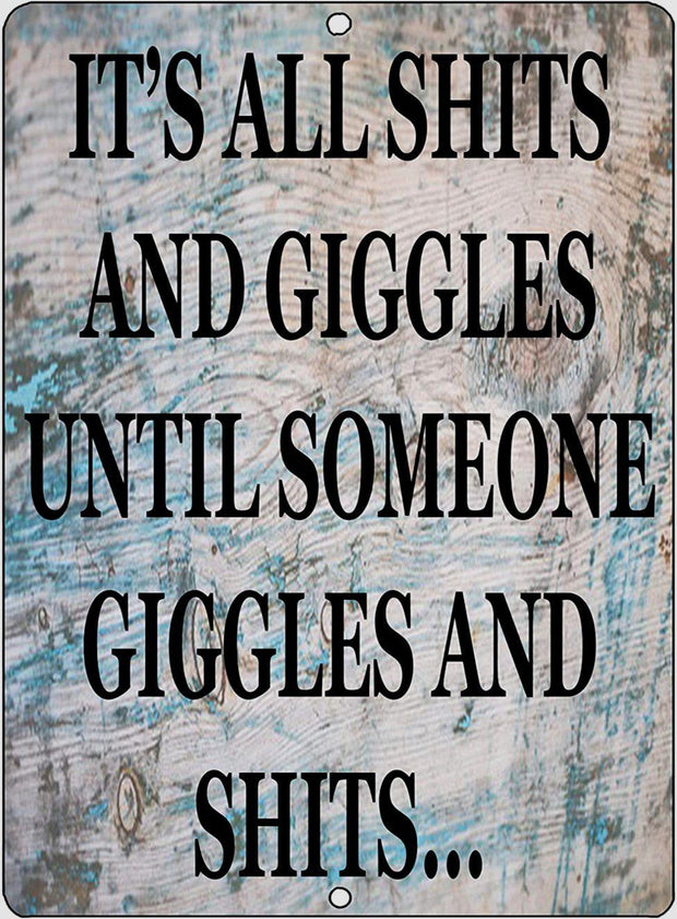 GIGGLES SOMEONE GIGGLES Retro/ Vintage Tin Metal Sign Man Cave, Wall Home Decor, Shed-Garage, and Bar