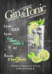 GIN & TONIC DRINK Tin Metal Sign Man Cave, Shed-Garage & Bar Sign