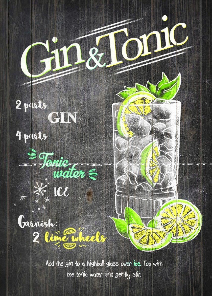 GIN & TONIC DRINK Tin Metal Sign Man Cave, Shed-Garage & Bar Sign
