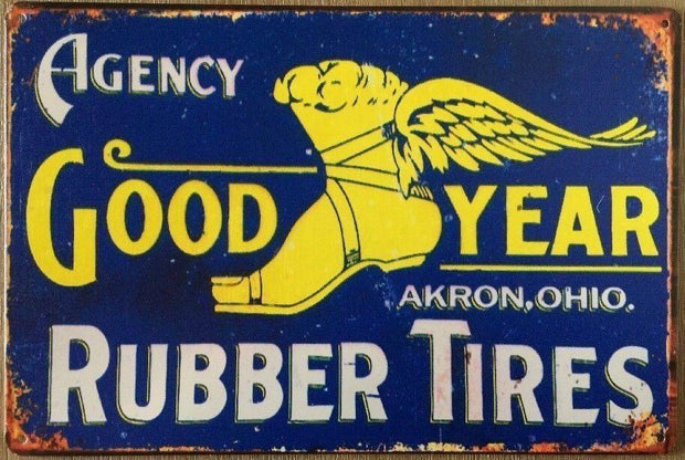 Goodyear Rubber TYRES metal sign 20 x 30 cm free postage - TinSignFactoryAustralia