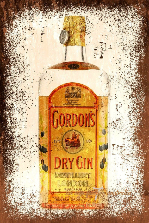 GORDON'S DRY GIN Retro/Vintage Metal Plaque Sign Style Man Cave Garage