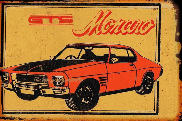 GTS MONARO Rustic Look Vintage Tin Metal Sign Man Cave, Shed-Garage and Bar