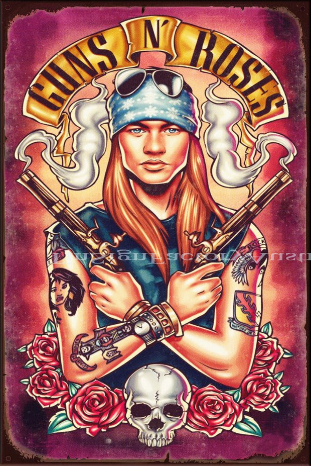 GUNS N' ROSES Vintage Retro Rustic Shed Bar Café Man Cave Metal Sign