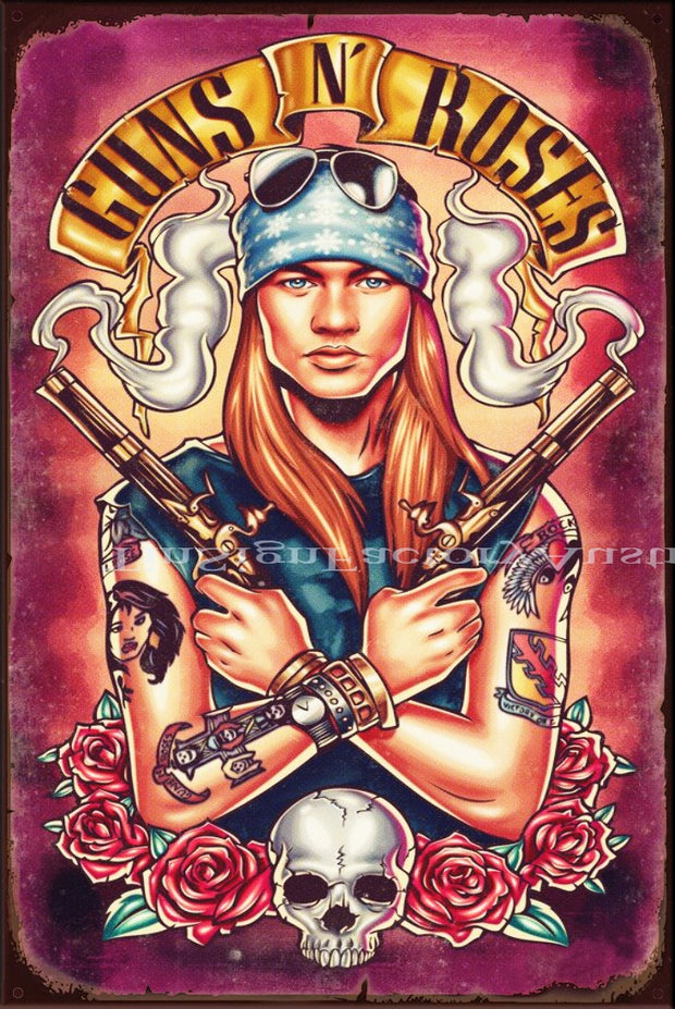 GUNS N' ROSES Vintage Retro Rustic Shed Bar Café Man Cave Metal Sign