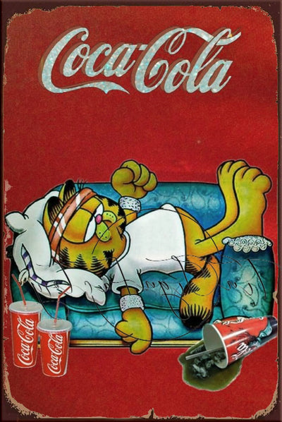 GARFIELD WITH COLA Retro/ Vintage Tin Metal Sign Man Cave, Wall Home Décor, Shed-Garage, and Bar