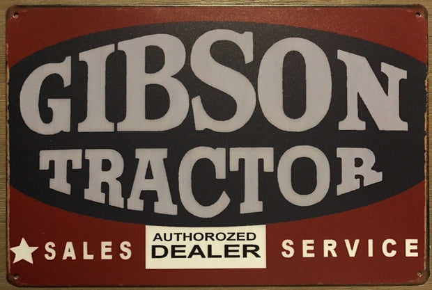 Gibson Tractor Vintage Rustic Garage Metal Tin Signs Man Cave, Shed and Bar Sign