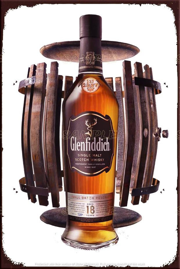 GLENFIDDICH BOTTLE Retro/ Vintage Tin Metal Sign Man Cave, Wall Home Décor, Shed-Garage, and Bar
