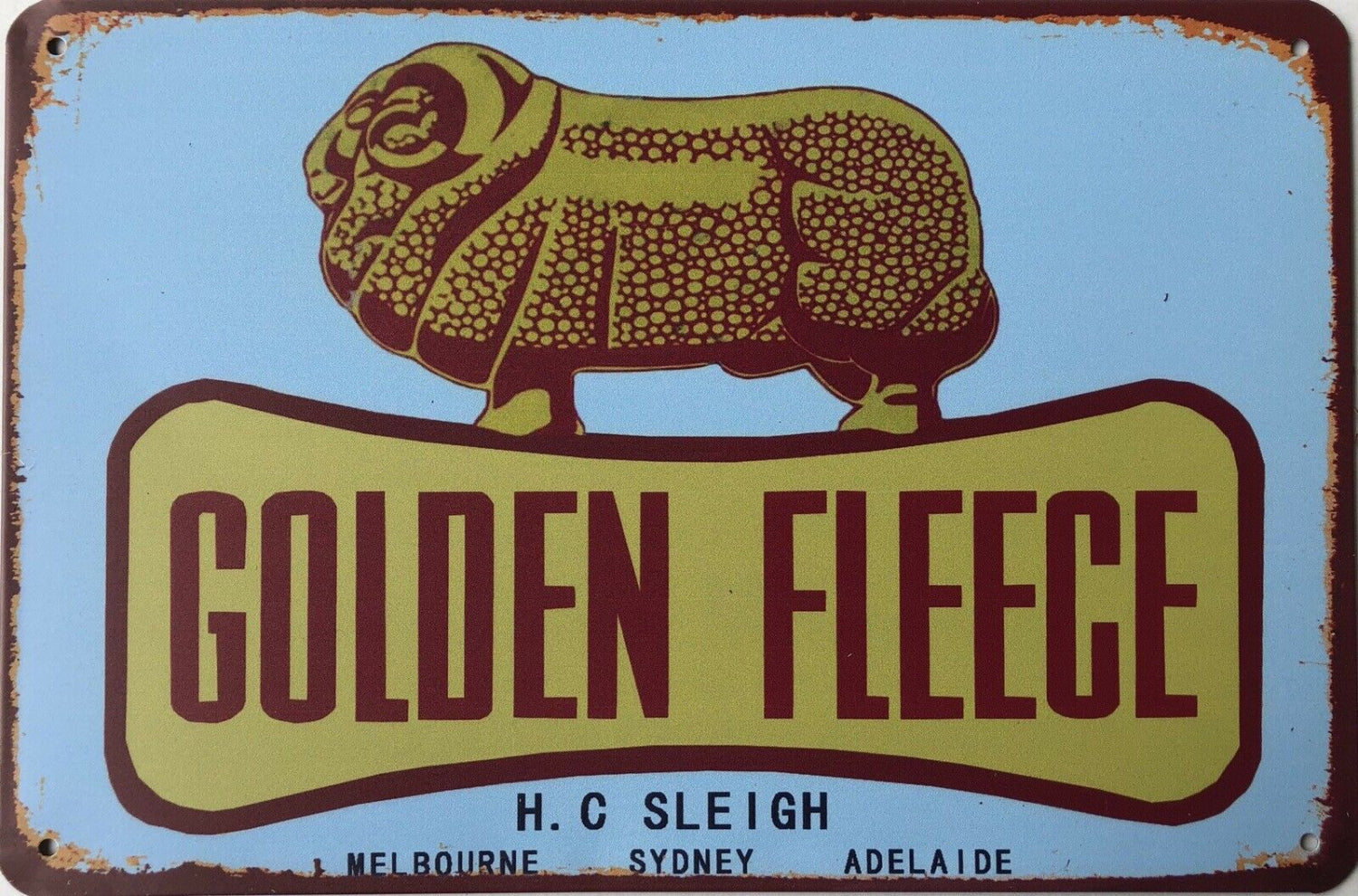 Golden Fleece Oil Rustic Vintage Metal Tin Sign Man Cave,Garage, Shed and Bar AU - Tin Sign Factory Australia