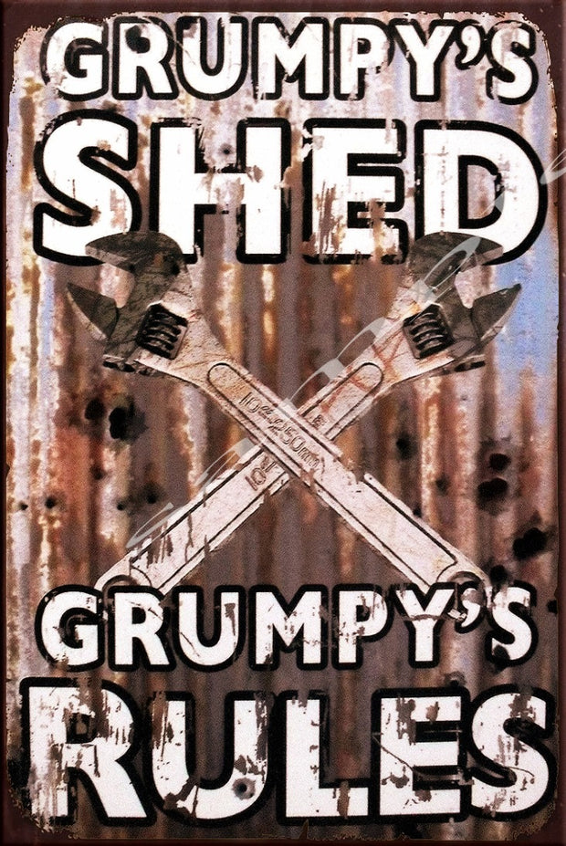 GRUMPY'S SHED Retro/ Vintage Home Décor, Shed-Garage and Bar Tin Metal Sign