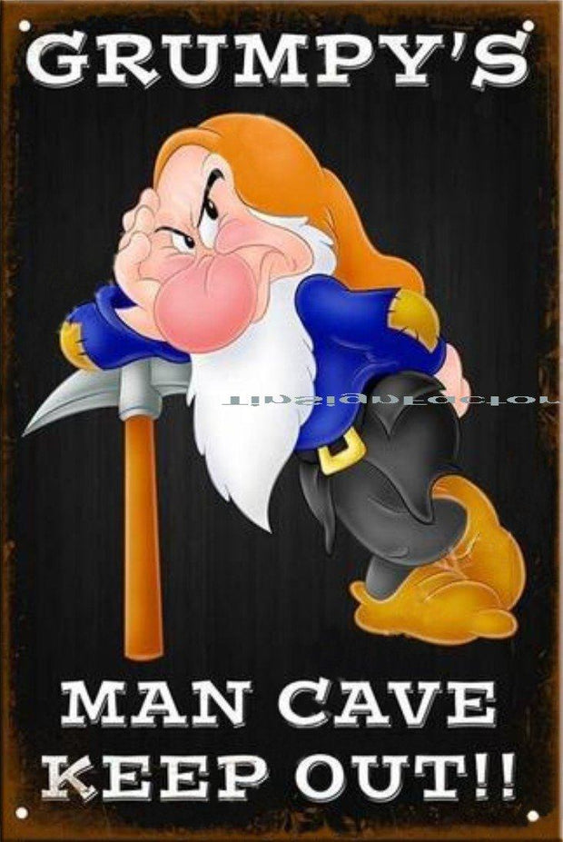 GRUMPY'S KEEPT OUT Rustic Retro/Vintage Home Garage Wall Café Resto or Bar Tin Metal Sign