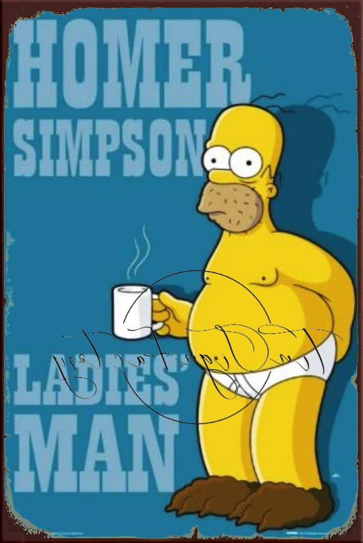 HOMER SIMPSON Retro/ Vintage Tin Metal Sign Man Cave, Wall Home Décor,