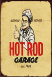 HOT ROD GARAGE Vintage Retro Rustic Shed Garage Man Cave Metal Sign