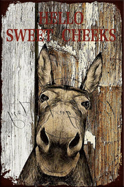 HELLO CHEEKS Retro/ Vintage Tin Metal Sign Man Cave, Wall Home Décor, Shed-Garage, and Bar