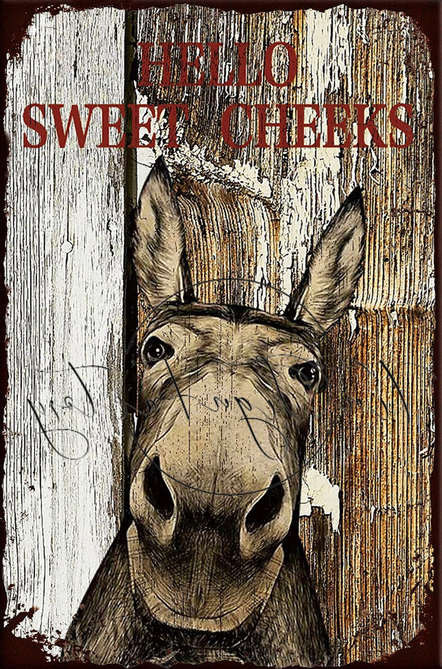 HELLO CHEEKS Retro/ Vintage Tin Metal Sign Man Cave, Wall Home Décor, Shed-Garage, and Bar