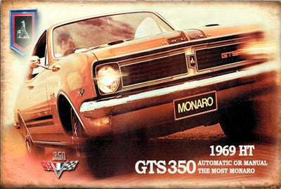 Holden GTS Monaro HT 350 brand new. tin metal sign MAN CAVE brand new