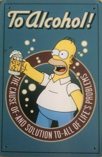 Homer simpson to alcohol humor beer new tin metal sign MAN CAVE