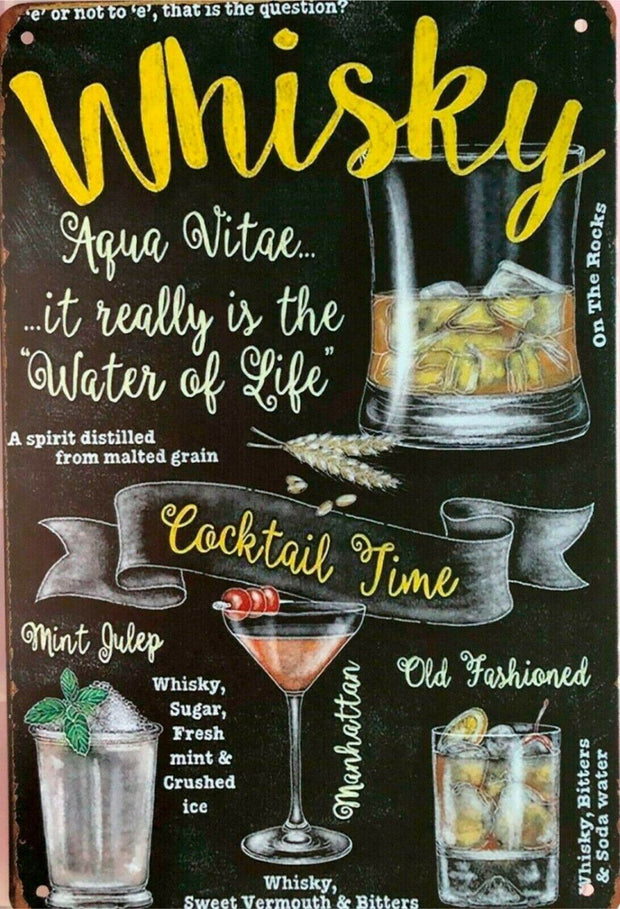 How To Make A Whiskey Cocktail tin metal sign MAN CAVE brand new