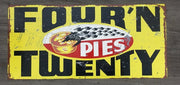 Four N Twenty Pies with  BLACK  Birds Metal Sublimated Sign  Great Reproduction - TinSignFactoryAustralia