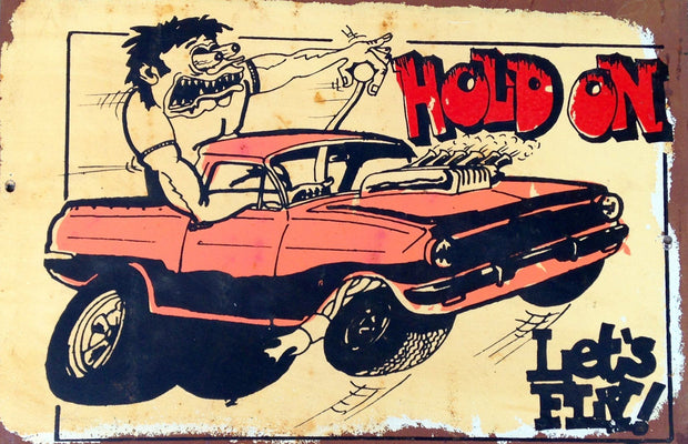 Hold on let's fly metal sign 20 x 30 cm free postage - TinSignFactoryAustralia