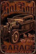 IN RUST WE TRUST Rustic Look Vintage Shed-Garage and Bar Man Cave Tin Metal Sign