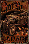 IN RUST WE TRUST Rustic Look Vintage Shed-Garage and Bar Man Cave Tin Metal Sign